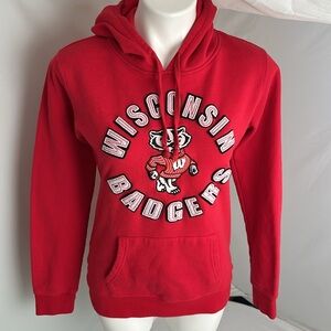 Cover One Apparel University of Wisconsin Badgers red fitted front pocket hoodie